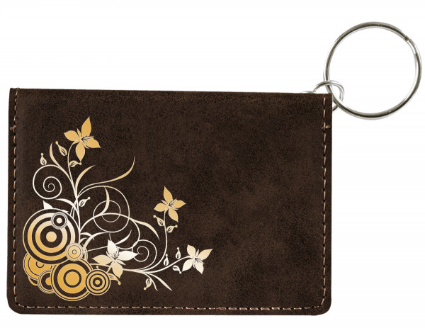 Creeping from the Corner Engraved Leather Keychain Wallet