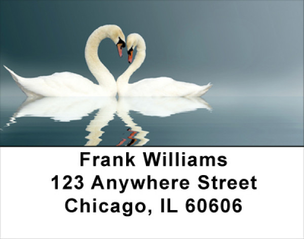Heart Swans Address Labels | LBANJ-77