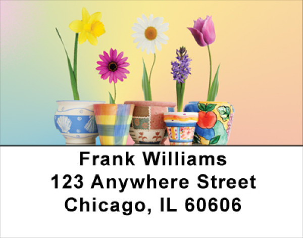 Spring Pots & Flowers Address Labels