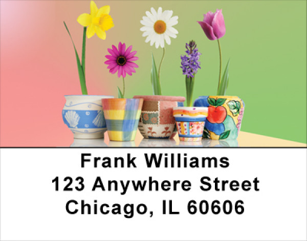 Spring Pots & Flowers Address Labels