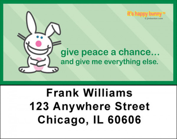 It's Happy Bunny Peace Address Labels | LBIHB-08