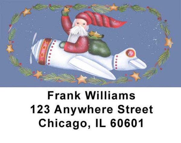 Santas on the Way Address Labels by Lorrie Weber