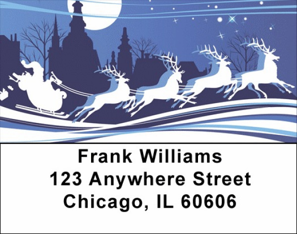 Santa`s Blue Christmas Address Labels