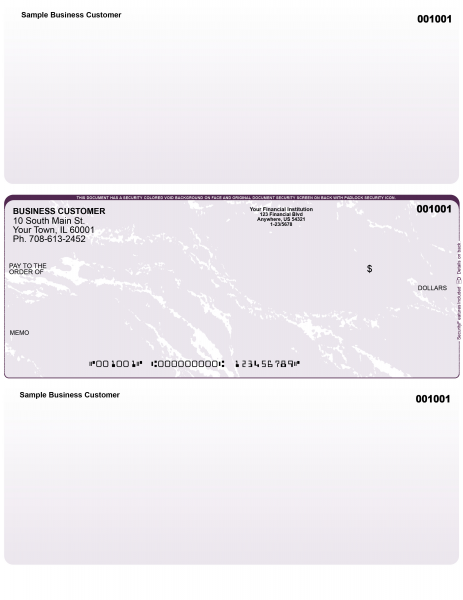 Violet Marble Laser Business One Per Page Voucher Checks- Middle Style