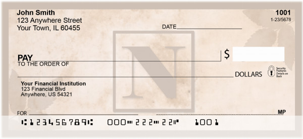 Simplistic Monogram 'N' Personal Checks | MONO-01N