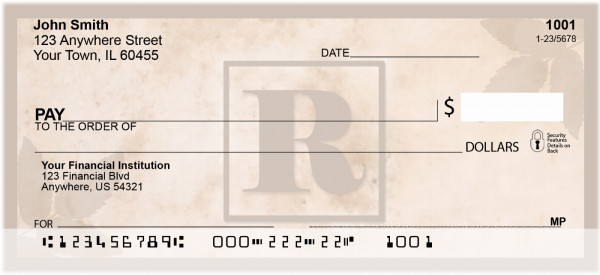 Simplistic Monogram 'R' Personal Checks