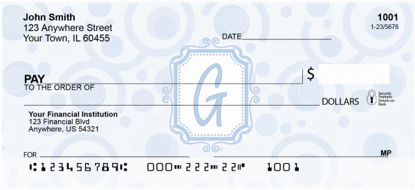 Bubbly Monogram G Personal Checks