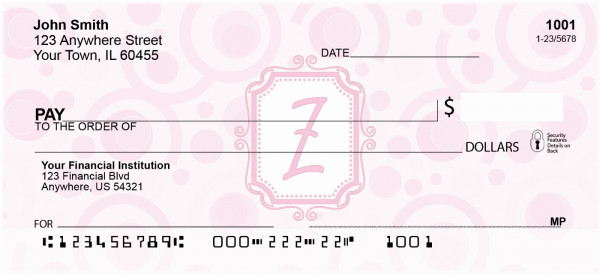 Bubbly Monogram Z Personal Checks