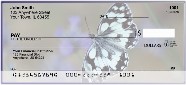 Lavender Blue Butterfly Personal Checks | MUS-15