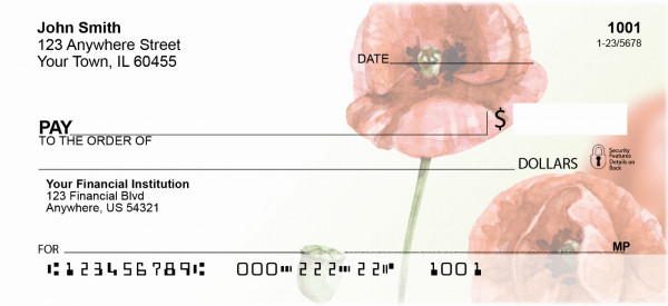 Watercolor Poppy Personal Checks