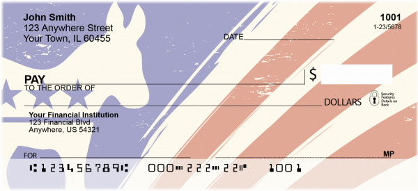 Democrat Donkey Flag Personal Checks | POL-02