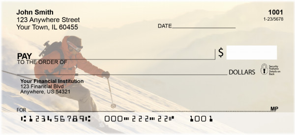 Skiing On A Golden Mountain Personal Checks | SPO-30