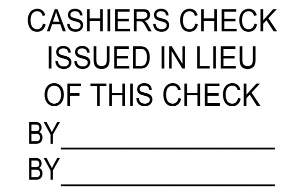 Issued Cashier's Check Stamp | STA-LAS-ACC