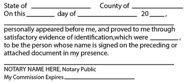 Signature of Witness Notary Ink Stamp