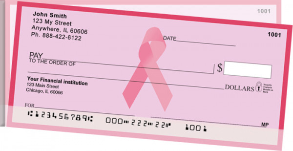 Pink Ribbon Side Tear Personal Checks | STCHA-01