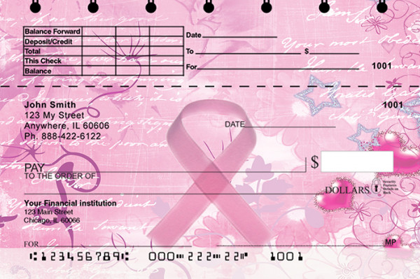 Breast Cancer Top Stub Personal Checks
