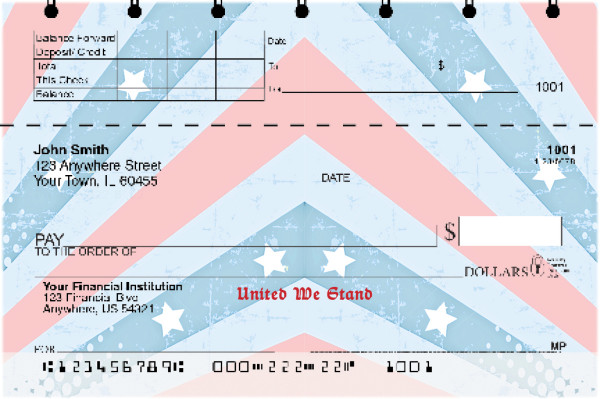 Red, White and Blue Top Stub Checks