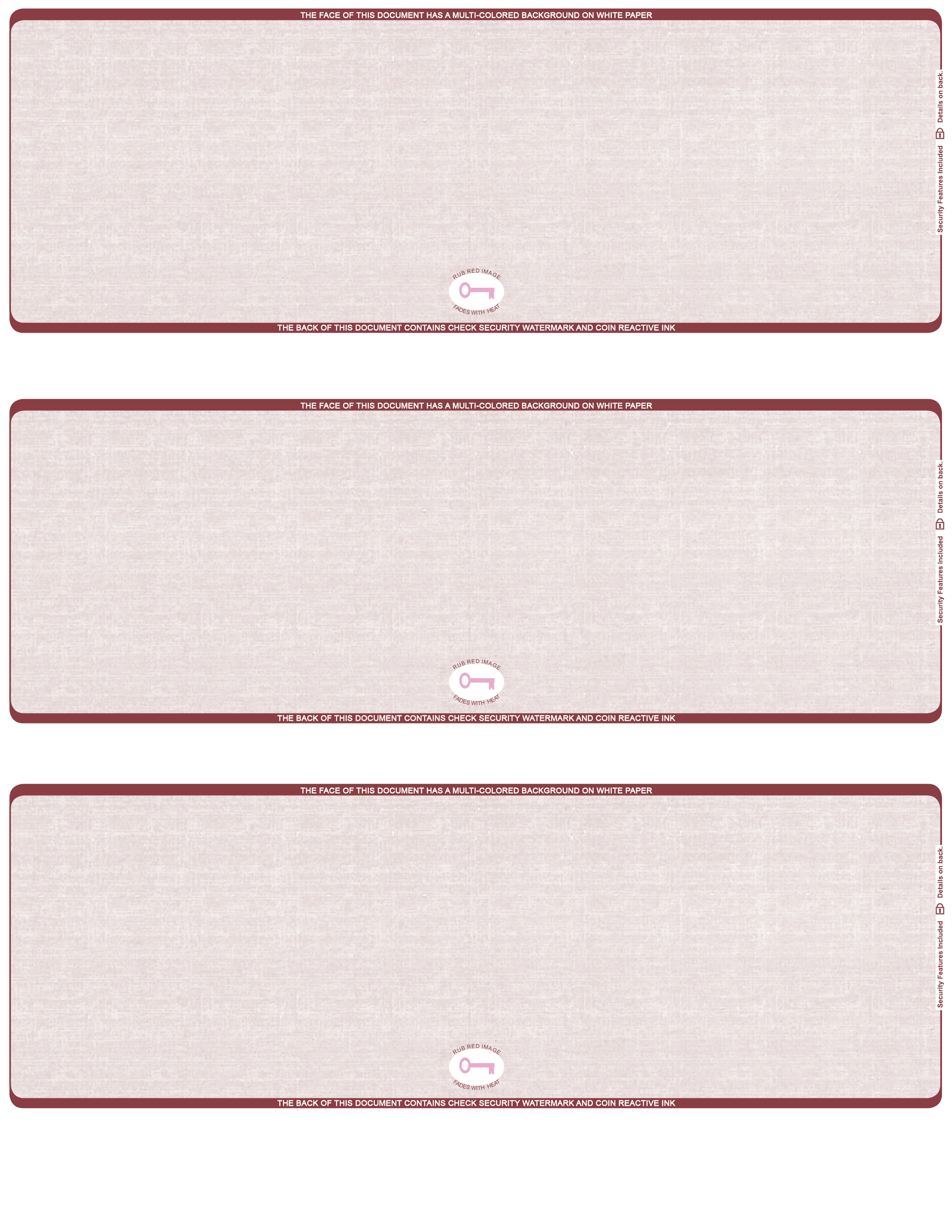 Burgundy Safety Blank High Security 3 Per Page Laser Checks Burgundy safety blank high security 3 per page laser checks