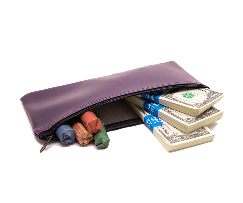 Purple Zipper Bank Bag 5.5 X 10.5