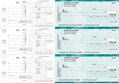 Teal Marble Payroll Invoice Business Checks
