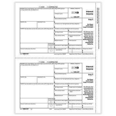 1099-int Interest Payer Or State Copy C Cut Sheet