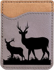 Grazing Deer Engraved Leather Phone Wallet