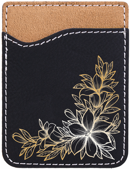 Floral Filigree Engraved Leather Phone Wallet