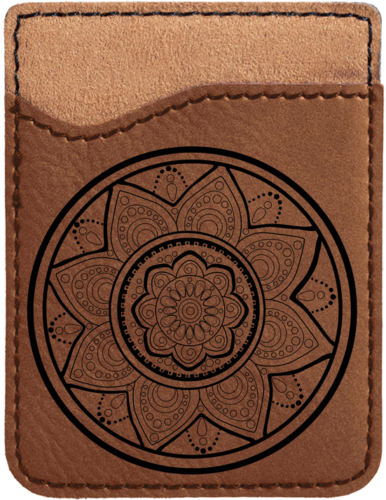 Mandala Engraved Leather Phone Wallet