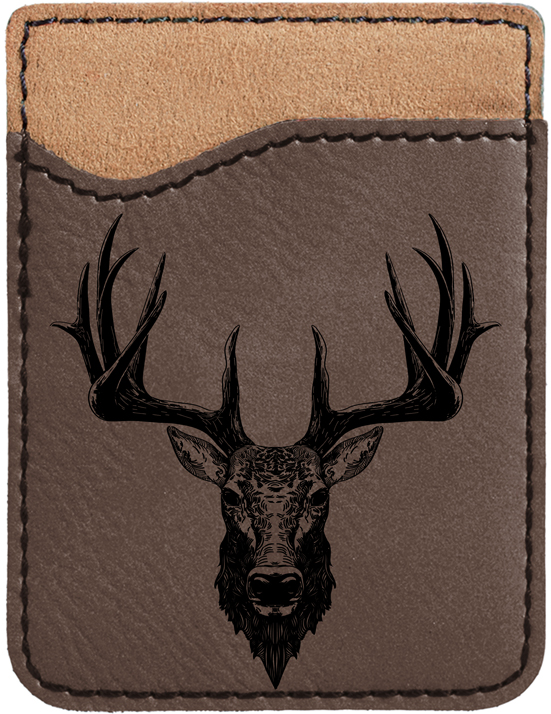 Big Horned Buck Engraved Leather Phone Wallet