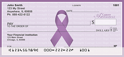 Purple Cancer Awareness Ribbon Personal Checks