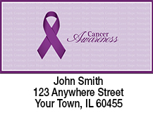 Purple Cancer Awareness Ribbon Address Labels